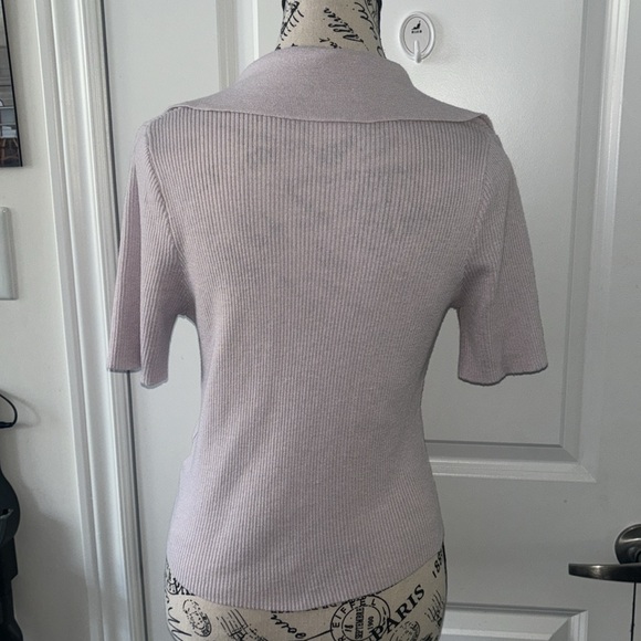 Oak + Fort Baby Light Pink Thin Sweater Short Sleeve Button Up Cardigan - Picture 4 of 6